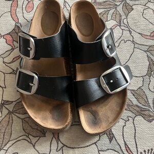 Women’s Black Sandals with Buckles